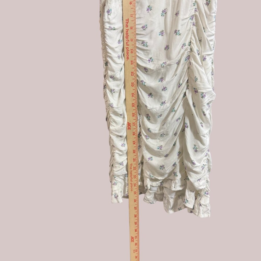 Hollister XS White Ditsy Floral Ruched Mini Dress Tie Strap Summer - Picture 10 of 11